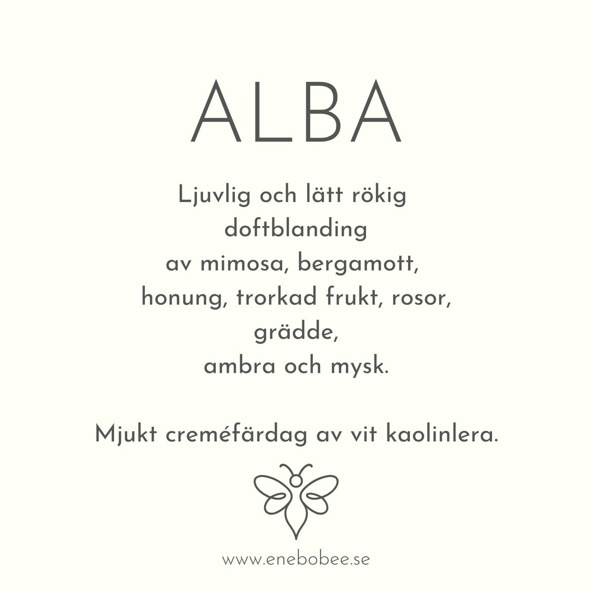 Doftkort beskrivande EneboBees doft Alba.