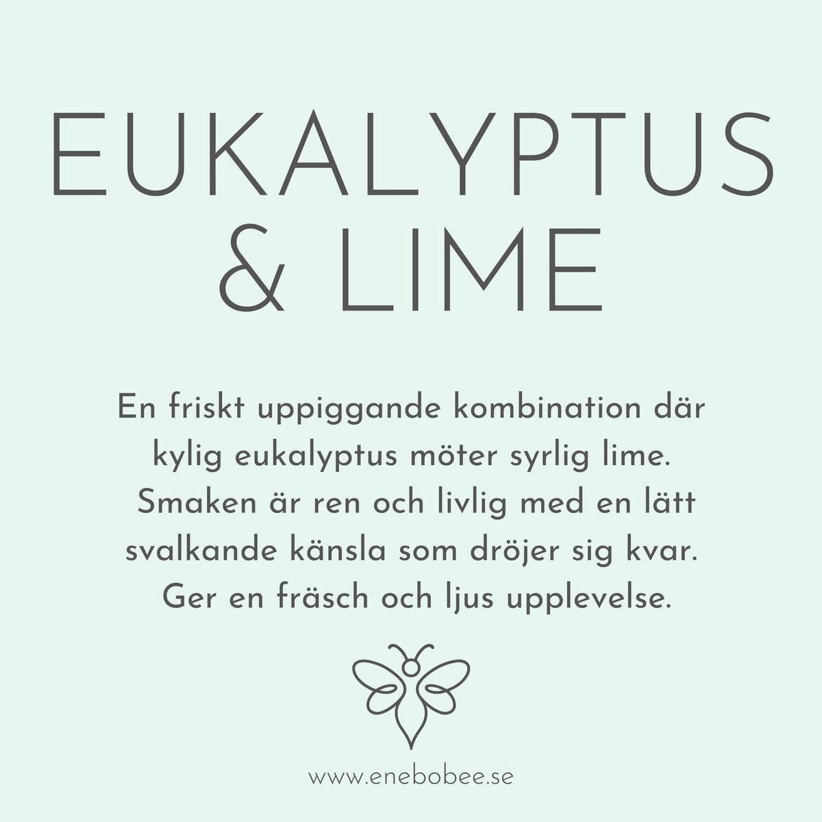 Smakkort beskrivande smaken på EneboBee läppbalsam Eukalyptus & Lime.