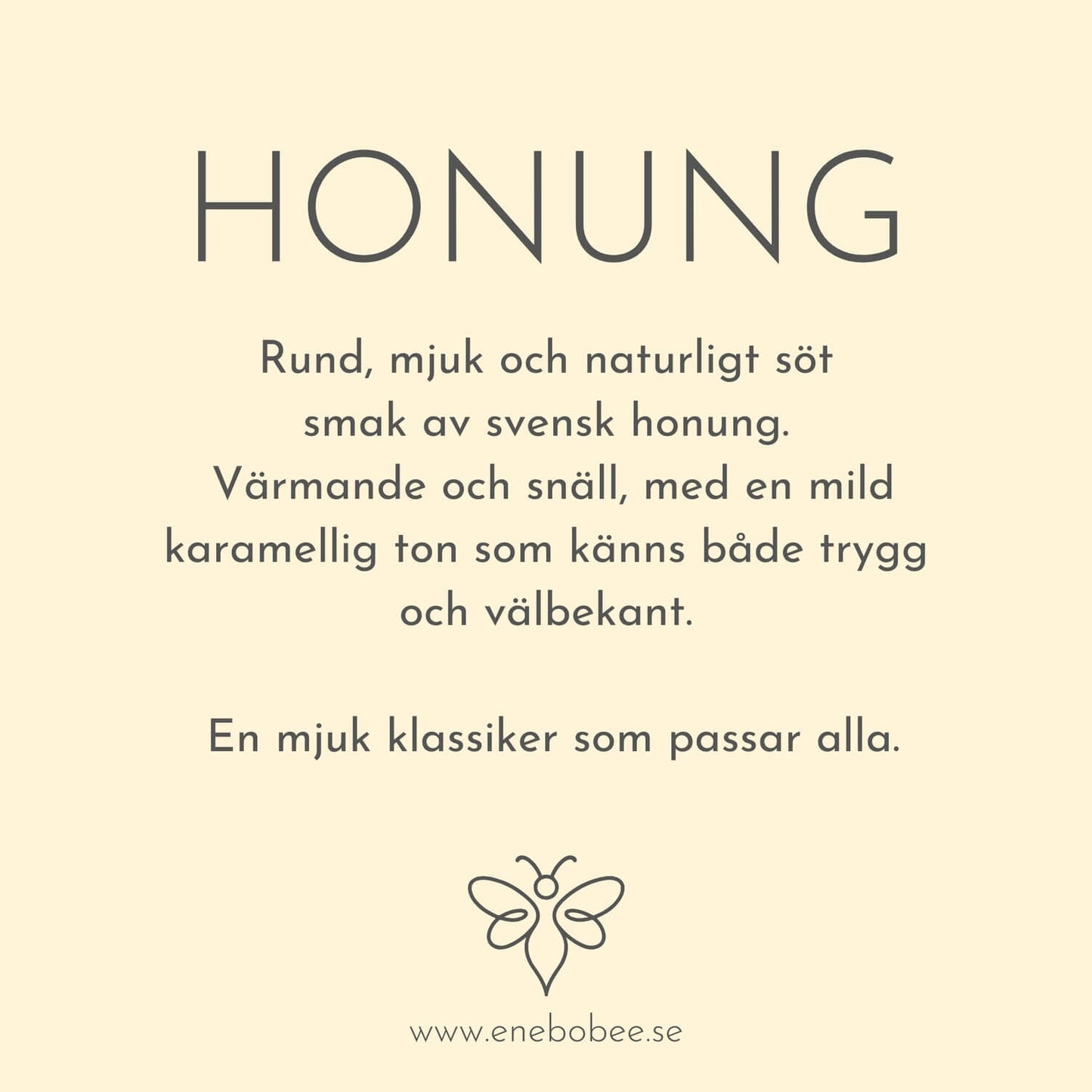 Smakkort beskrivande smaken på EneboBee läppbalsam Honung.
