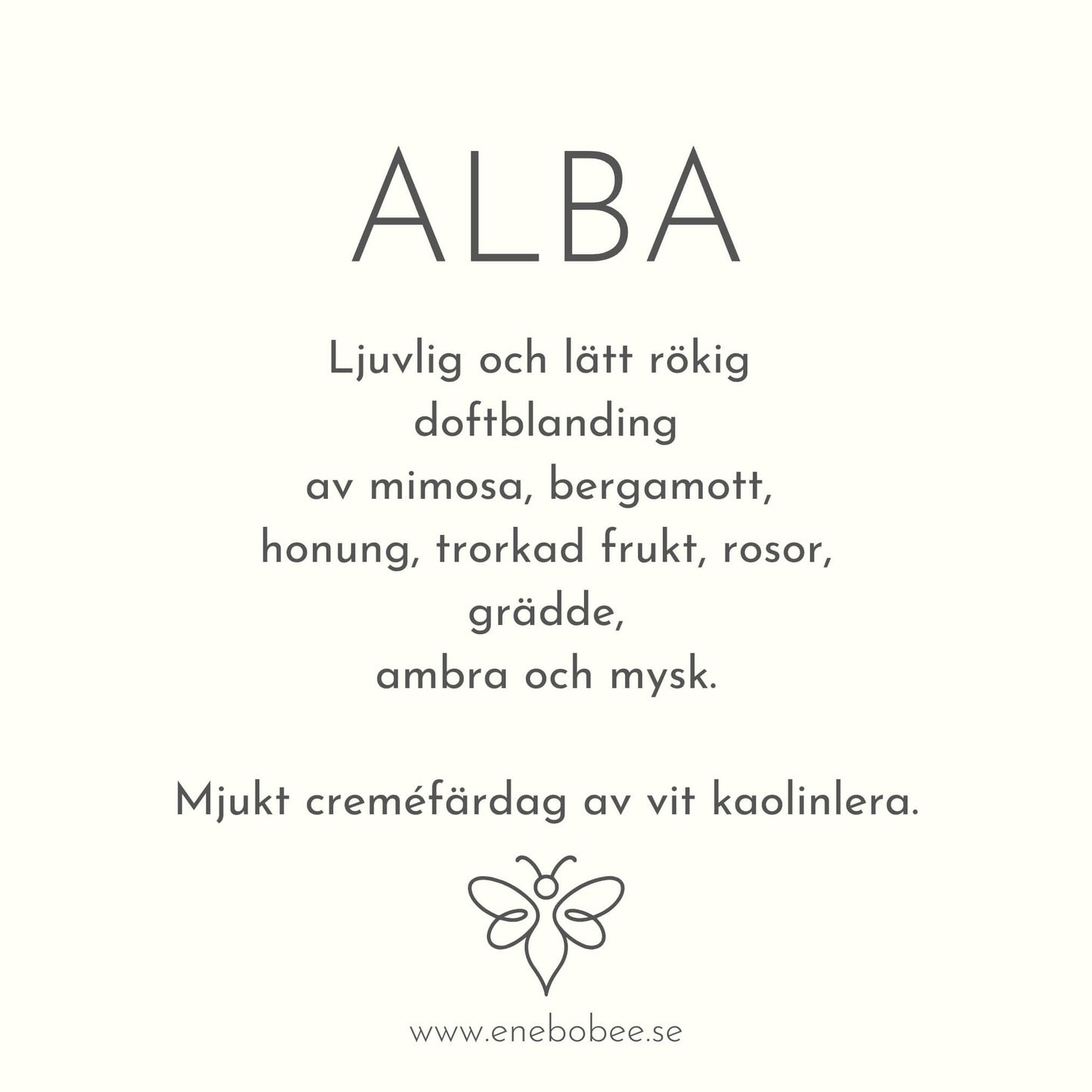 Doftkort beskrivande EneboBees doft Alba.