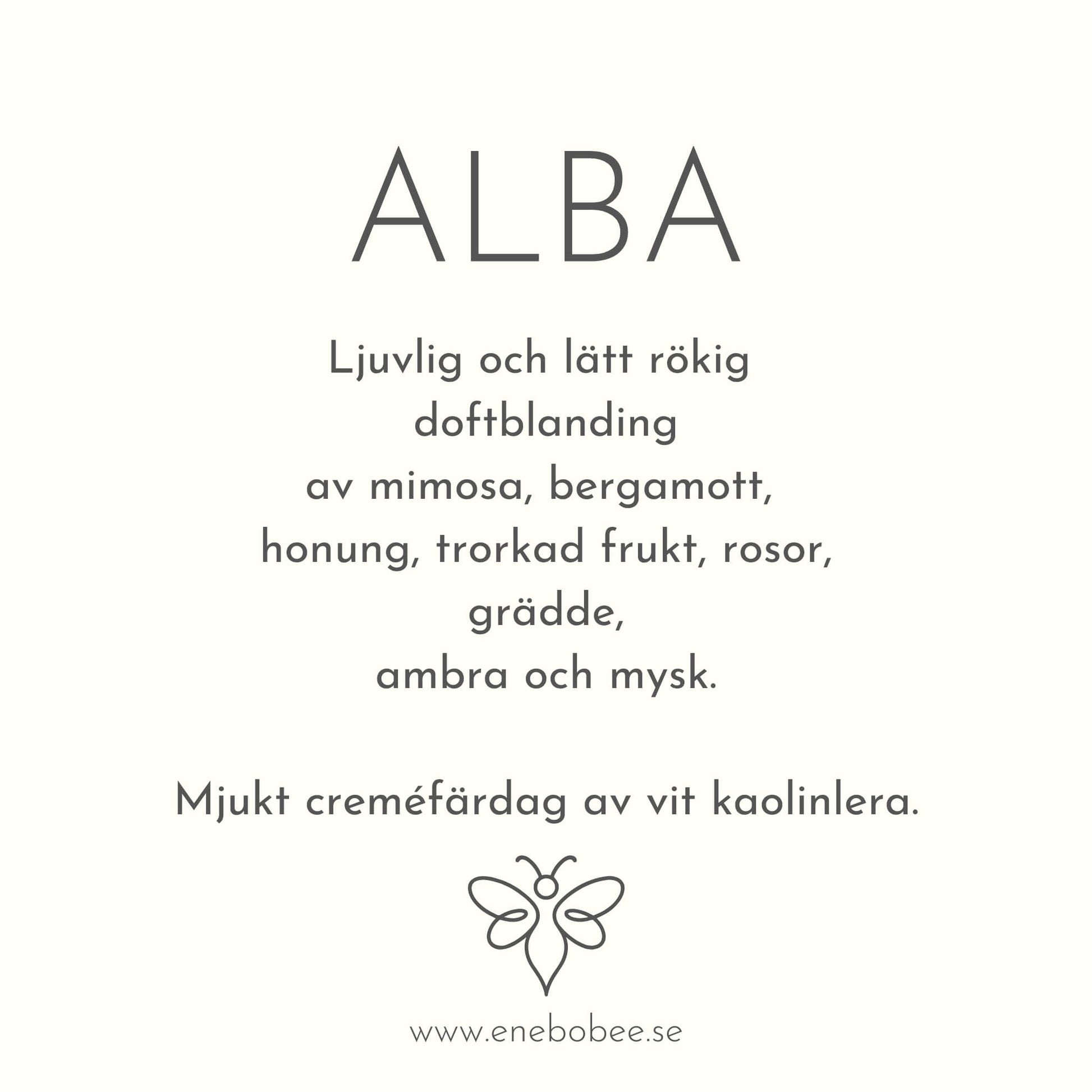Doftkort beskrivande EneboBees doft Alba.