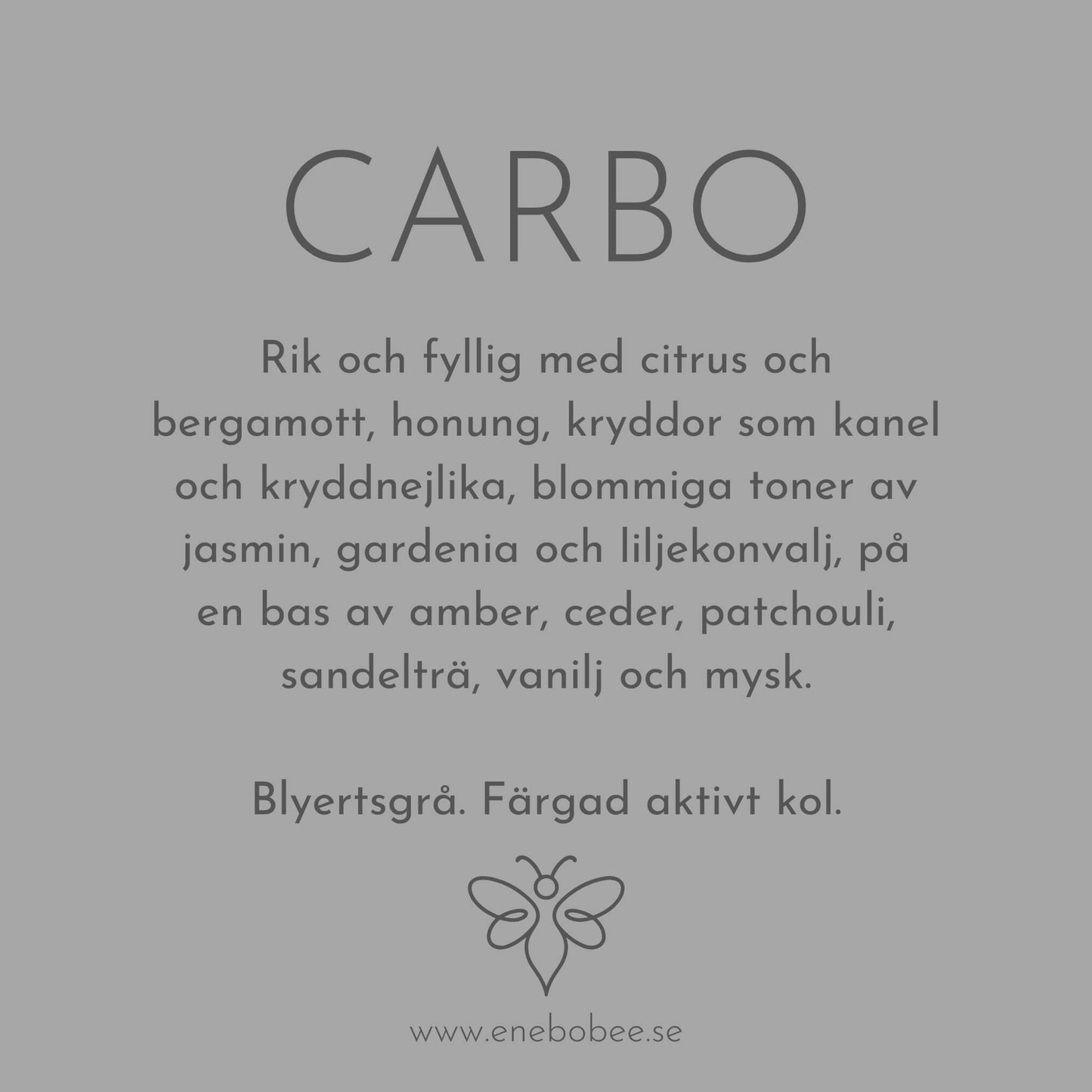 Doftkort beskrivande EneboBees doft Carbo.