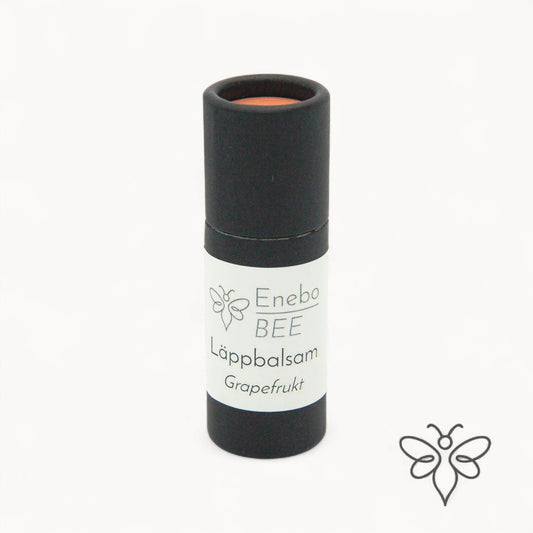 EneboBee läppbalsam Grapefrukt i svart pappstift – naturligt och handgjort.