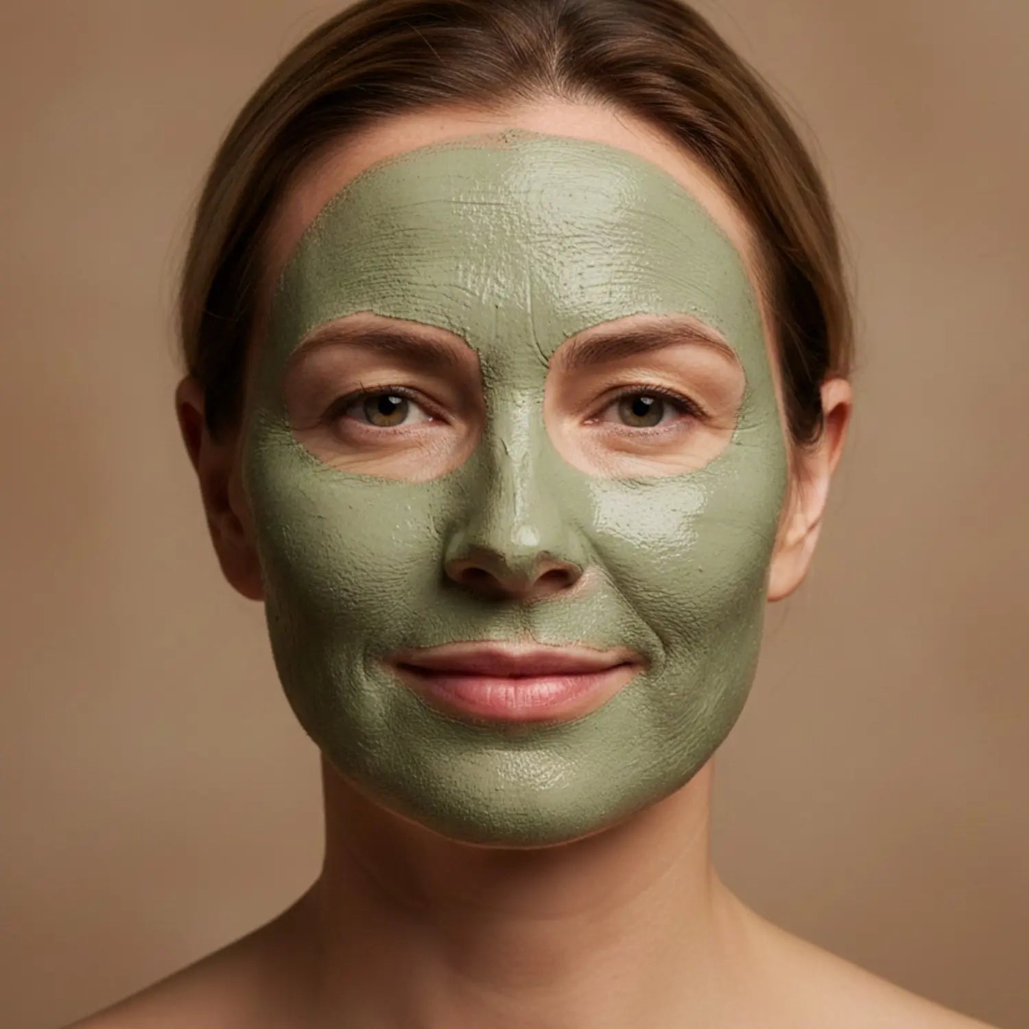 EneboBees lermask med honung,  Harmoni applicerad på ett kvinnoansikte.