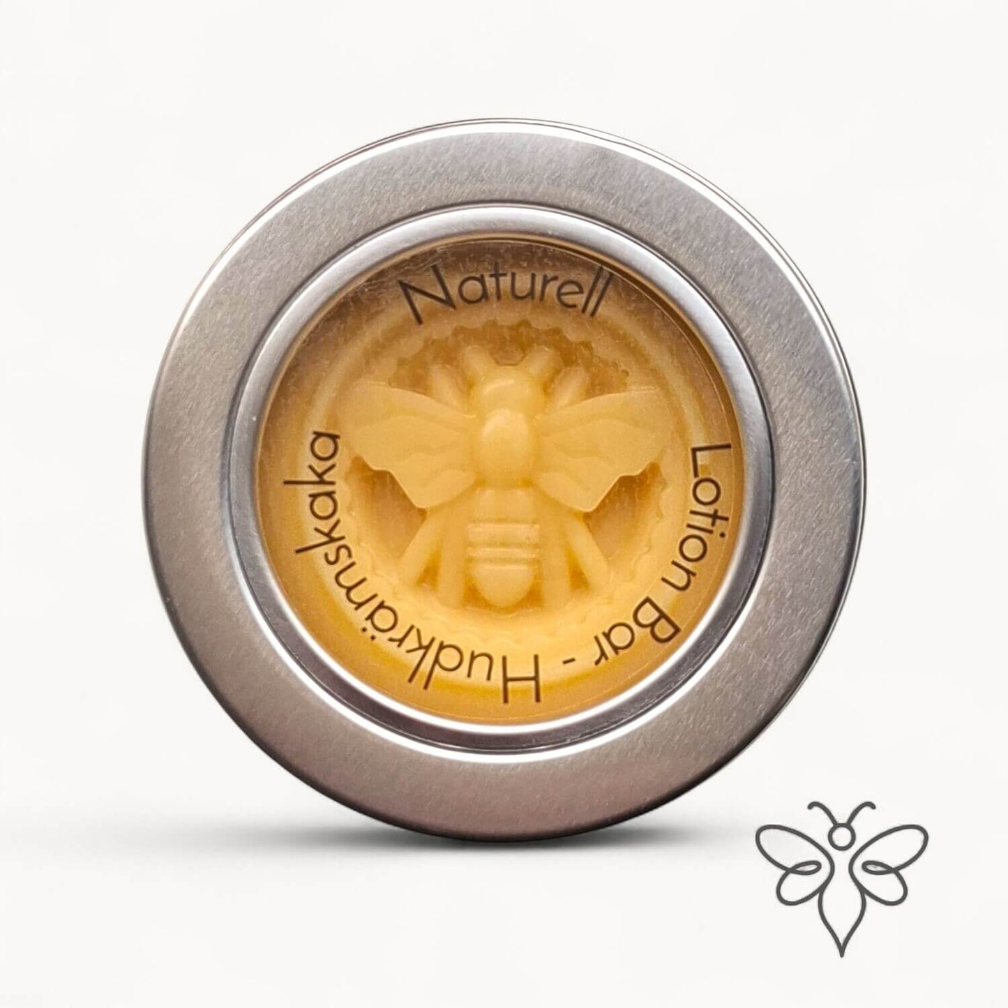 Stängd metallburk med EneboBee LotionBar – Naturell.