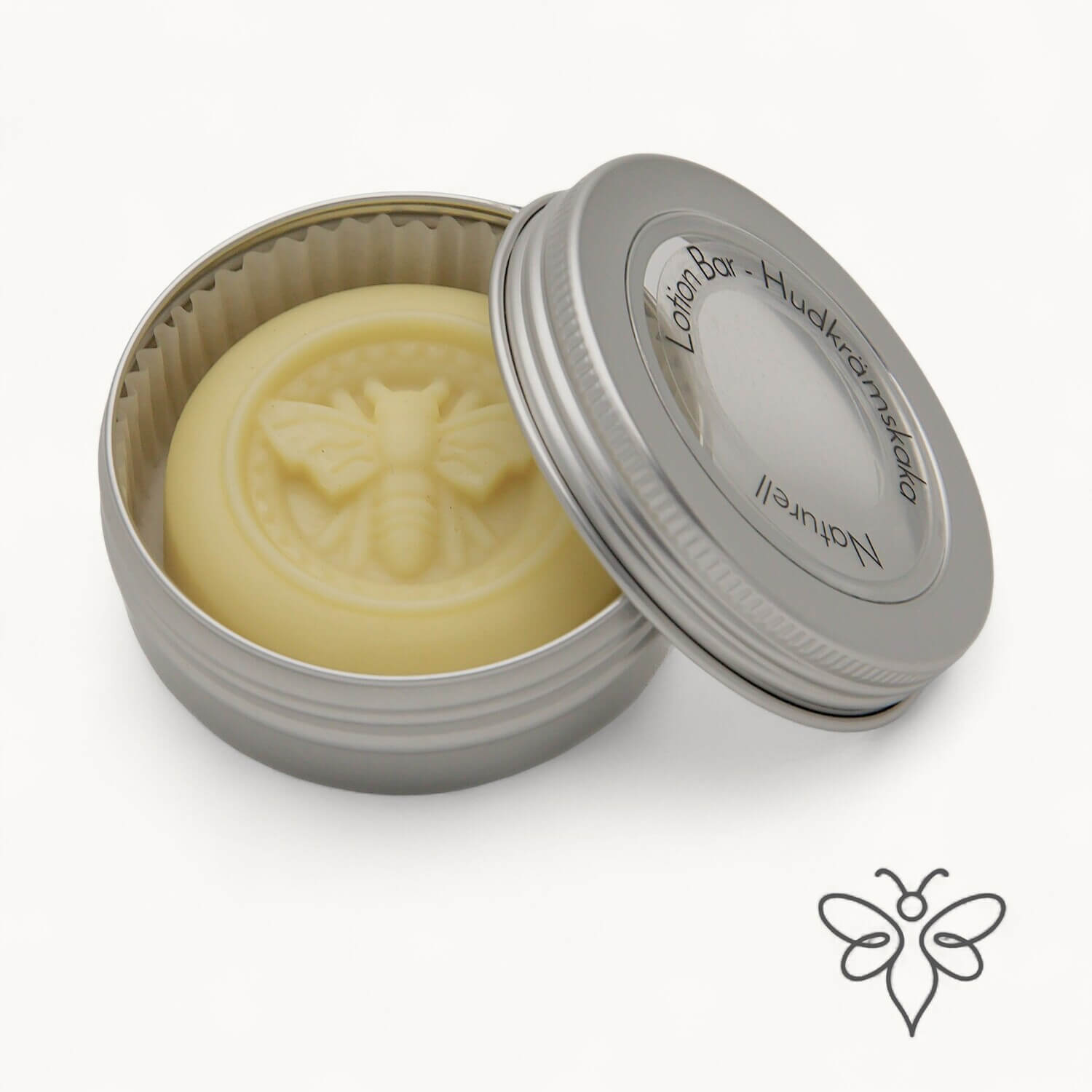 Hudkrämskaka – Lotion Bar med bivax – Naturell – framsida