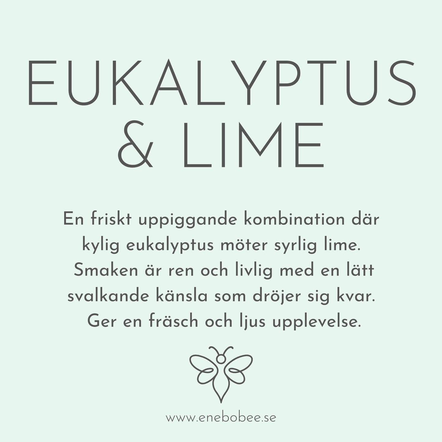 Smakkort beskrivande smaken på EneboBee läppbalsam Eukalyptus & Lime.