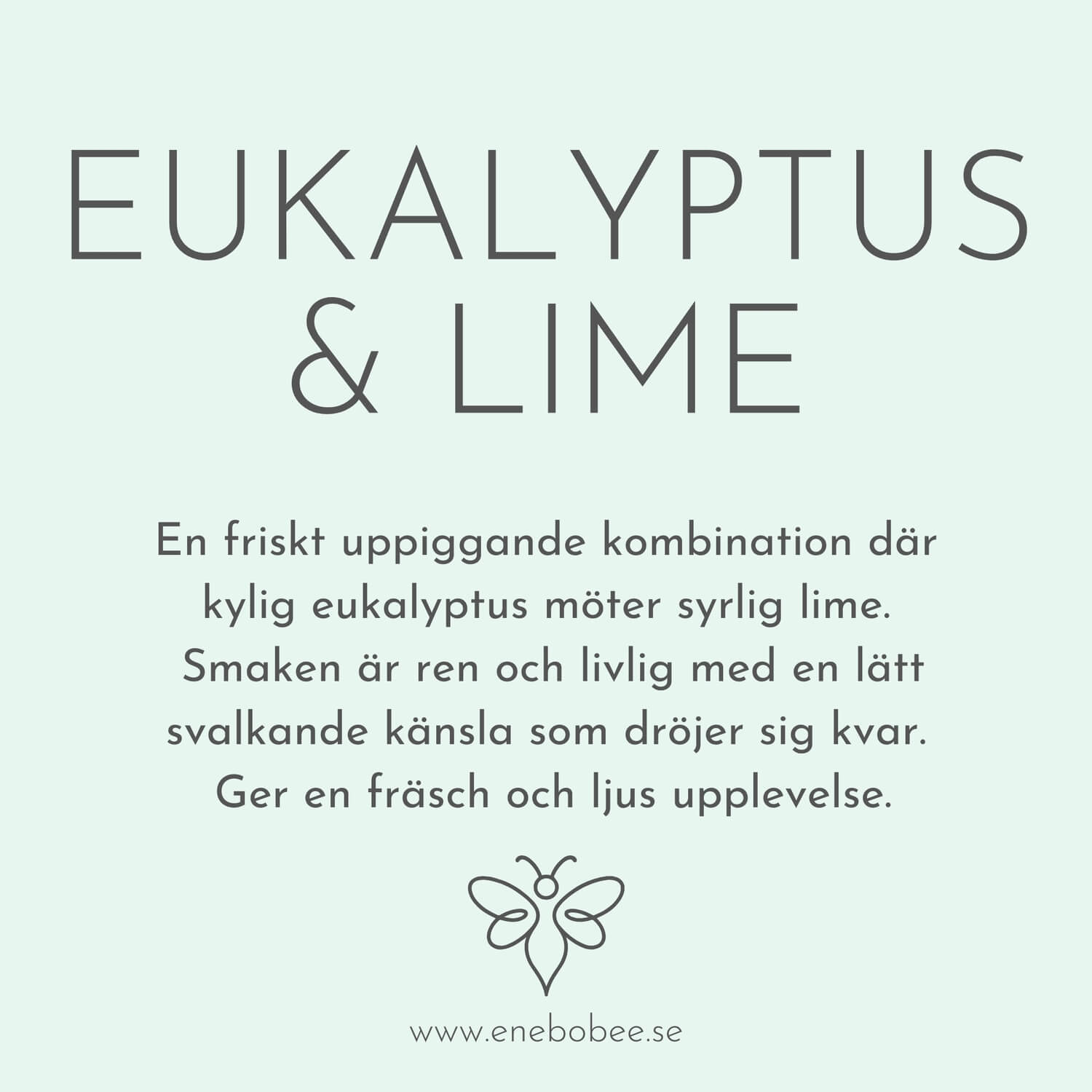 Smakkort beskrivande smaken på EneboBee läppbalsam Eukalyptus & Lime.