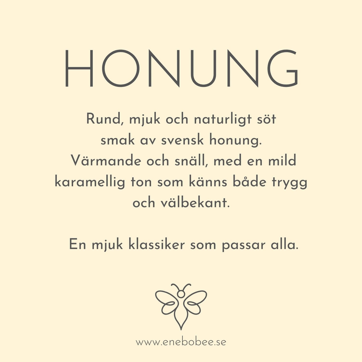 Smakkort beskrivande smaken på EneboBee läppbalsam Honung.