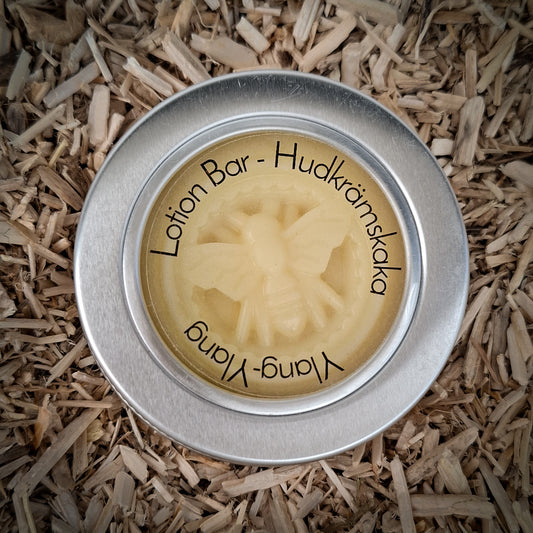 Hudkrämskaka – Lotion Bar med bivax – Ylang-Ylang – framsida